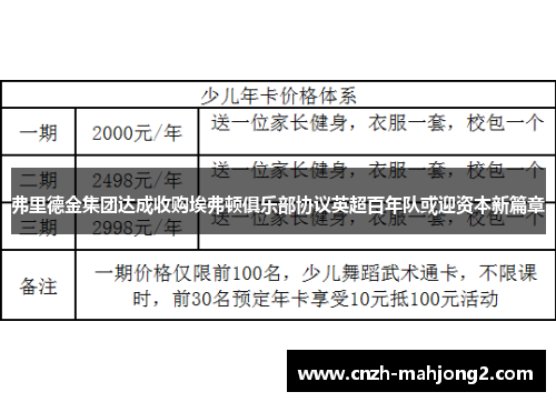 弗里德金集团达成收购埃弗顿俱乐部协议英超百年队或迎资本新篇章